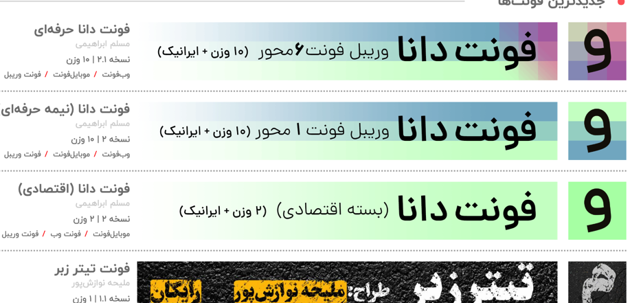 آموزش استفاده از فونت دانا (وریبل)